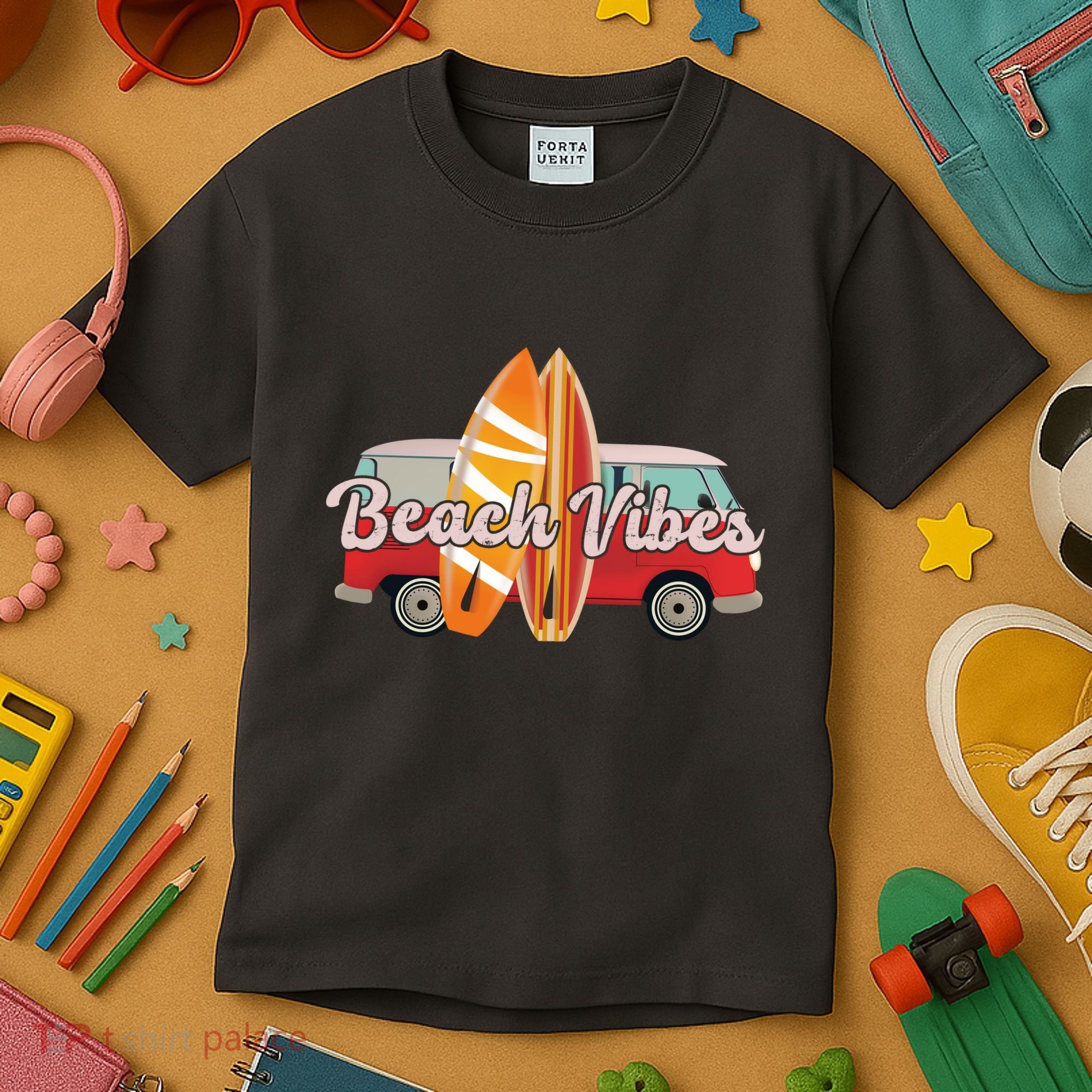 Beach Vibes Surfer Retro Van Kids T-Shirt