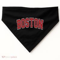 Boston Varsity Style Red Text Cute Gift USA-Made Doggie Bandana thumb 0