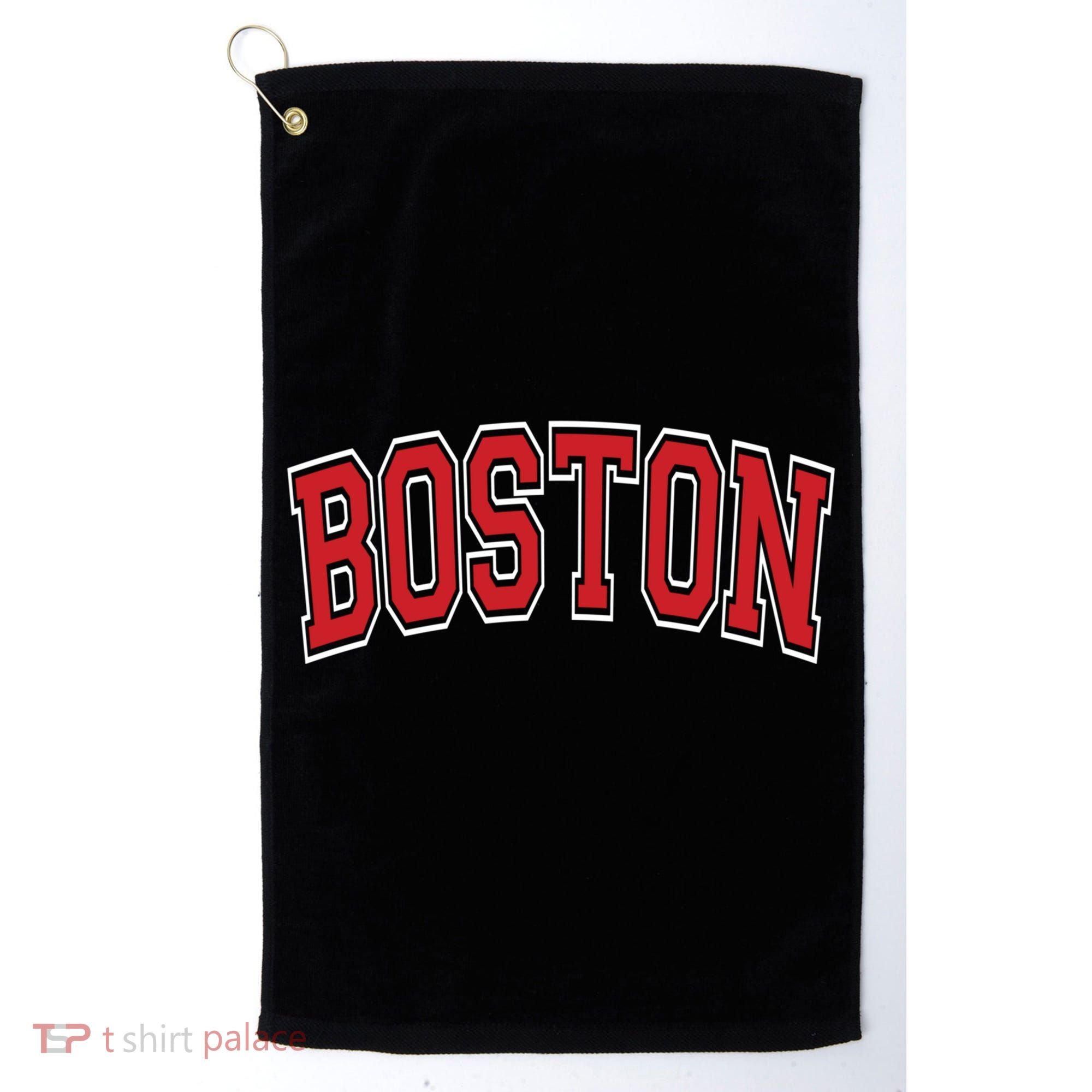 Boston Varsity Style Red Text Cute Gift Golf Towel