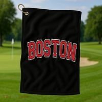 Boston Varsity Style Red Text Cute Gift Golf Towel thumb 1