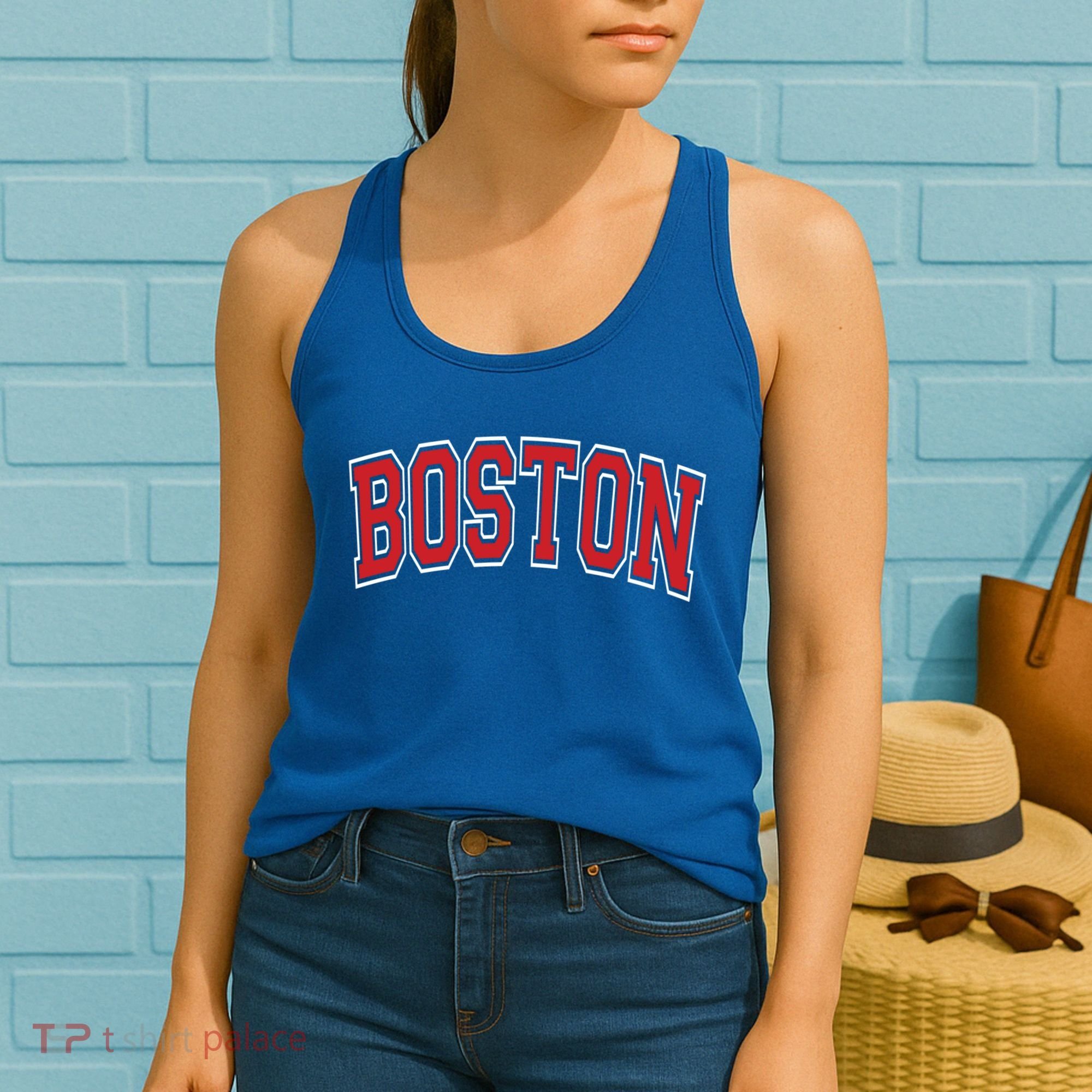 Boston Varsity Style Red Text Cute Gift Women's Tank Top