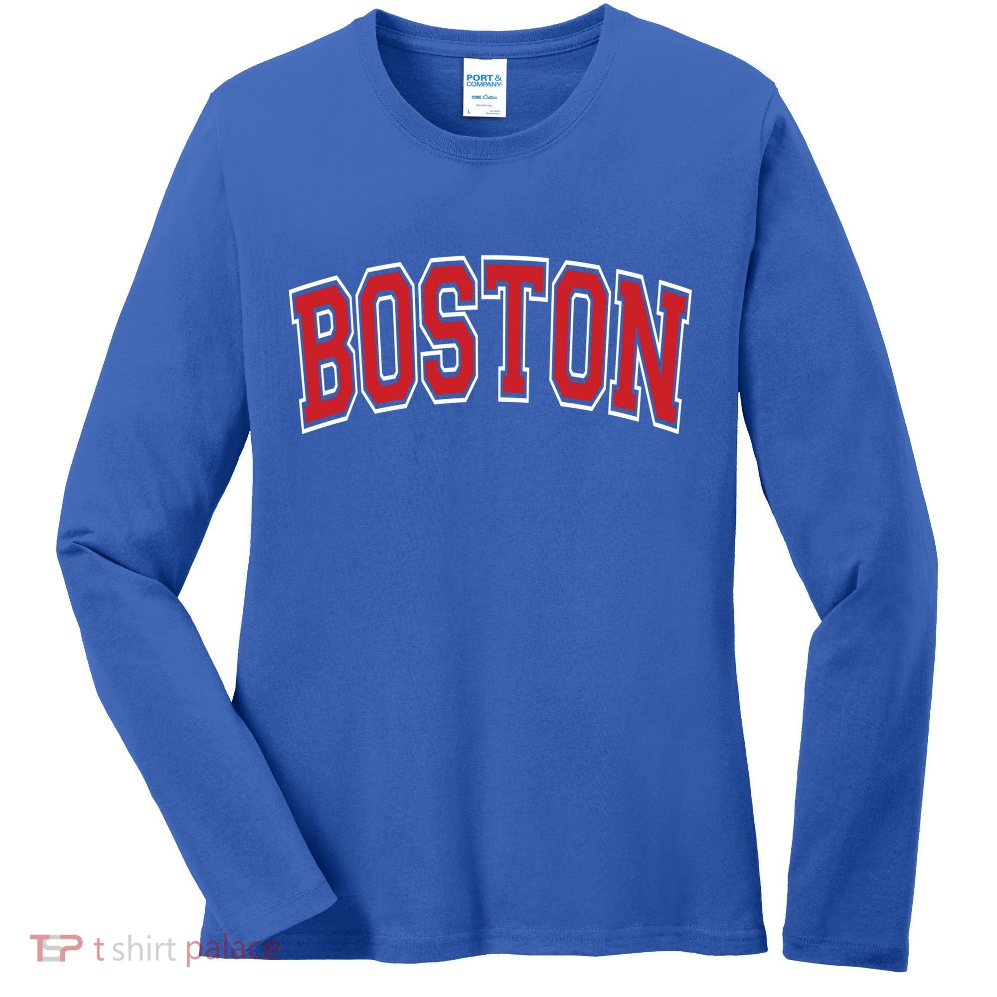 Boston Varsity Style Red Text Cute Gift Women's Long Sleeve Shirt