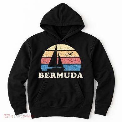 Bermuda Vintage Sailboat 70s Throwback Sunset Hoodie