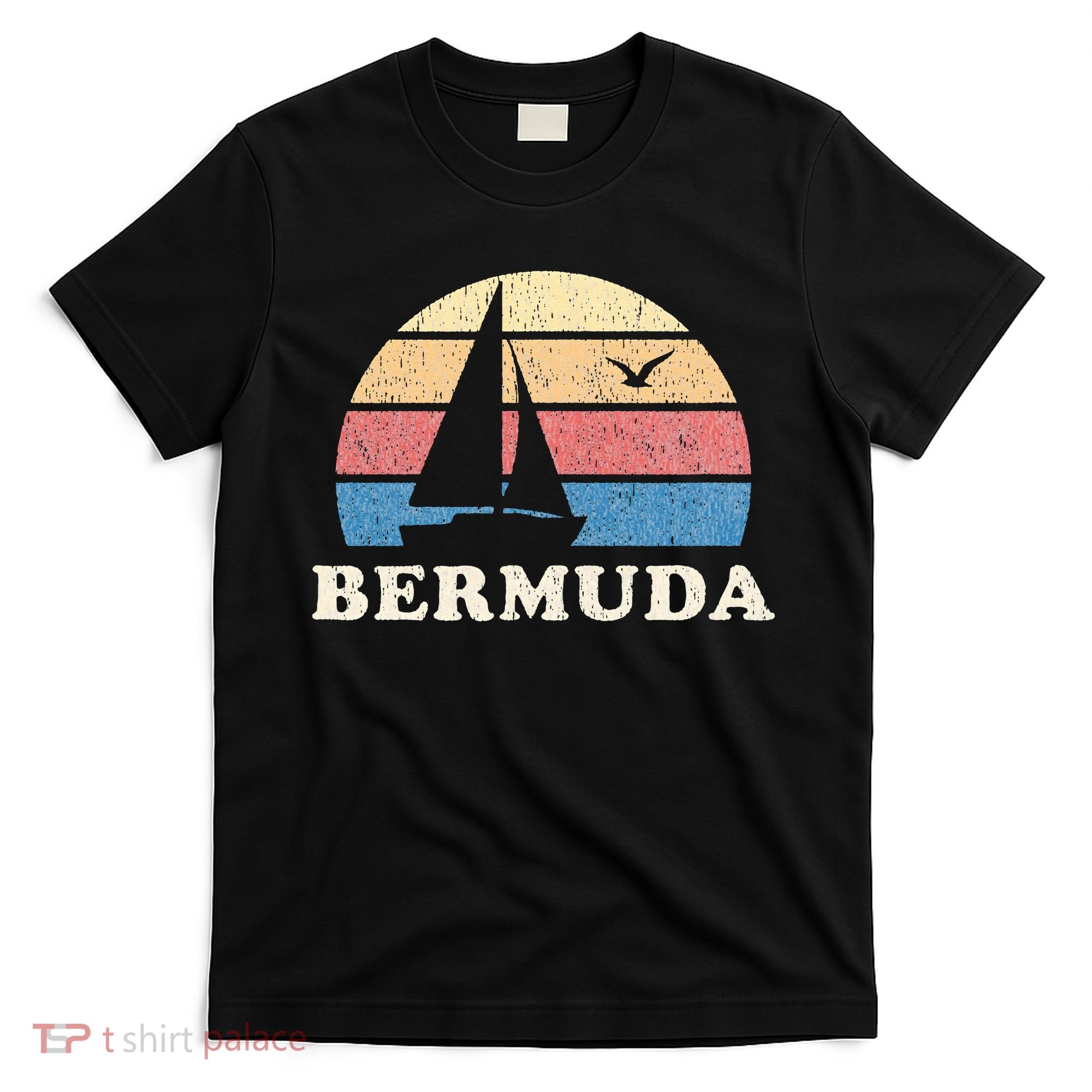 Bermuda Vintage Sailboat 70s Throwback Sunset T-Shirt