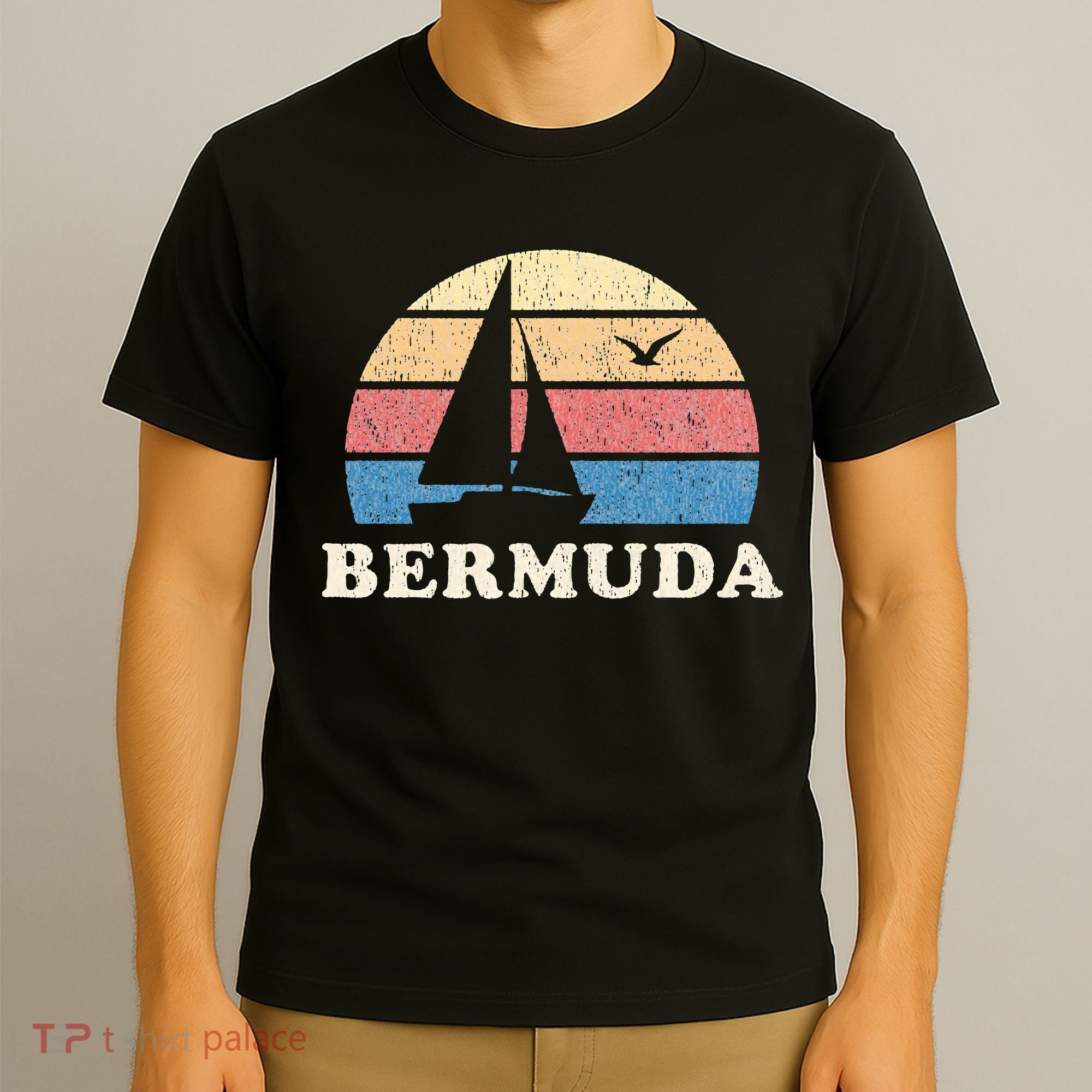 Bermuda Vintage Sailboat 70s Throwback Sunset T-Shirt