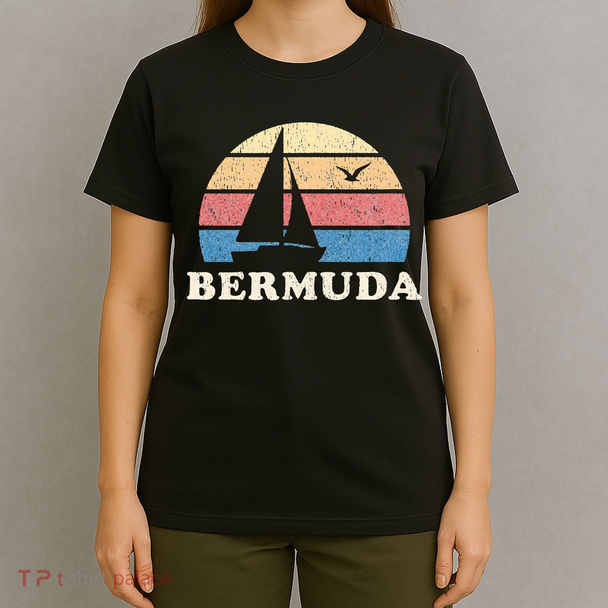 Bermuda Vintage Sailboat 70s Throwback Sunset T-Shirt
