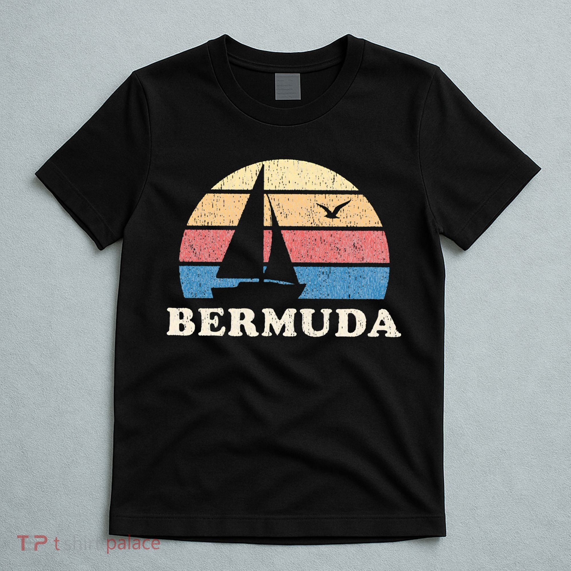 Bermuda Vintage Sailboat 70s Throwback Sunset T-Shirt