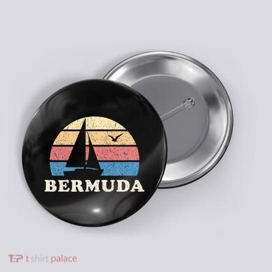 Bermuda Vintage Sailboat 70s Throwback Sunset Button