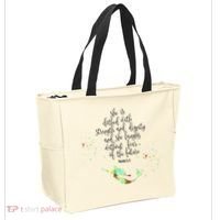 Bible Verse She Is Clothed In Strength And Dignity Mermaid Gift Tote Bag thumb 2