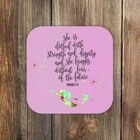 Bible Verse She Is Clothed In Strength And Dignity Mermaid Gift Coaster thumb 0