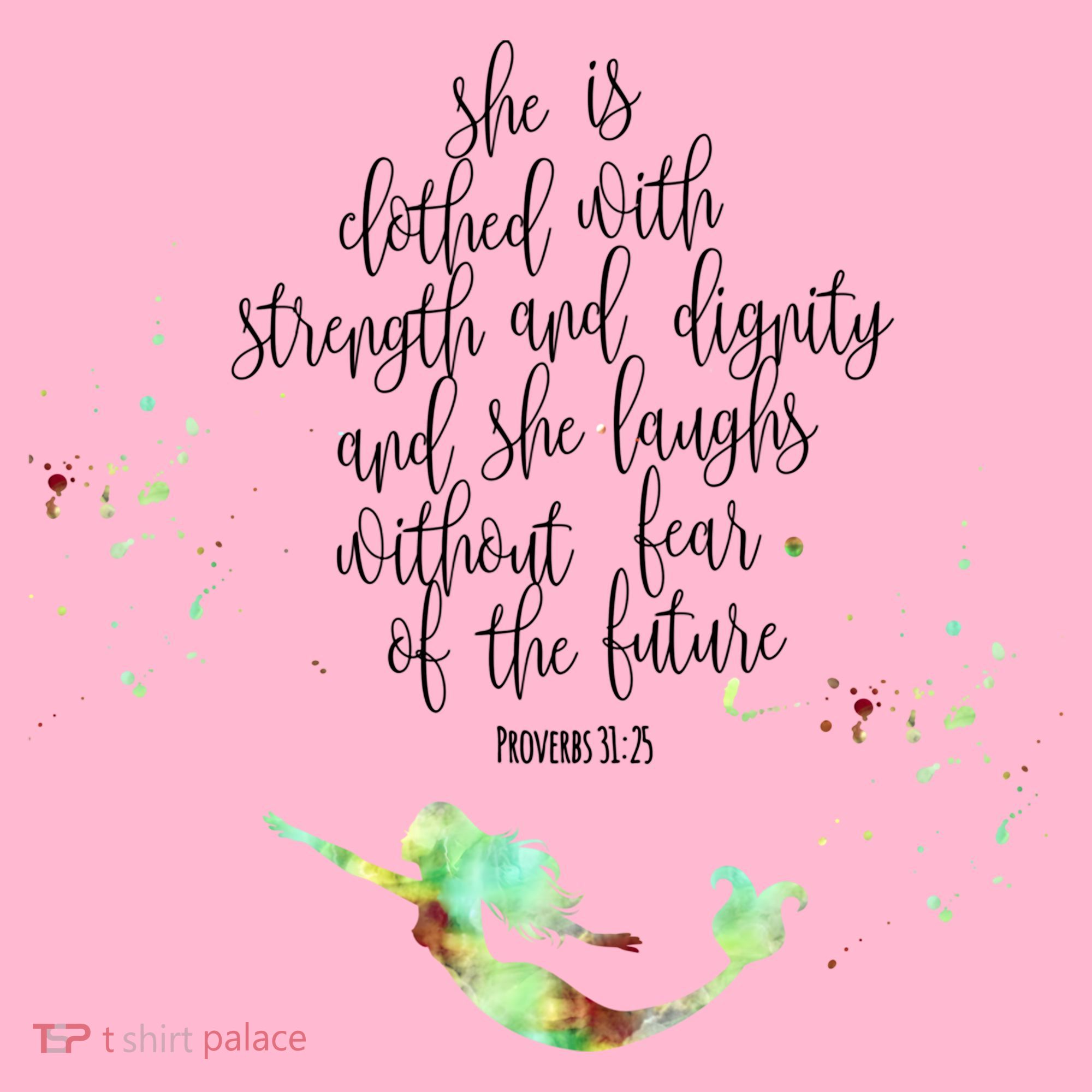 Bible Verse She Is Clothed In Strength And Dignity Mermaid Gift Coaster