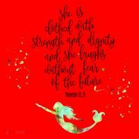 Bible Verse She Is Clothed In Strength And Dignity Mermaid Gift Santa Hat thumb 1