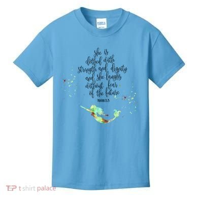 Bible Verse She Is Clothed In Strength And Dignity Mermaid Gift Kids T-Shirt