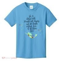 Bible Verse She Is Clothed In Strength And Dignity Mermaid Gift Kids T-Shirt thumb 0