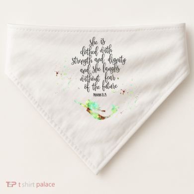 Bible Verse She Is Clothed In Strength And Dignity Mermaid Gift USA-Made Doggie Bandana