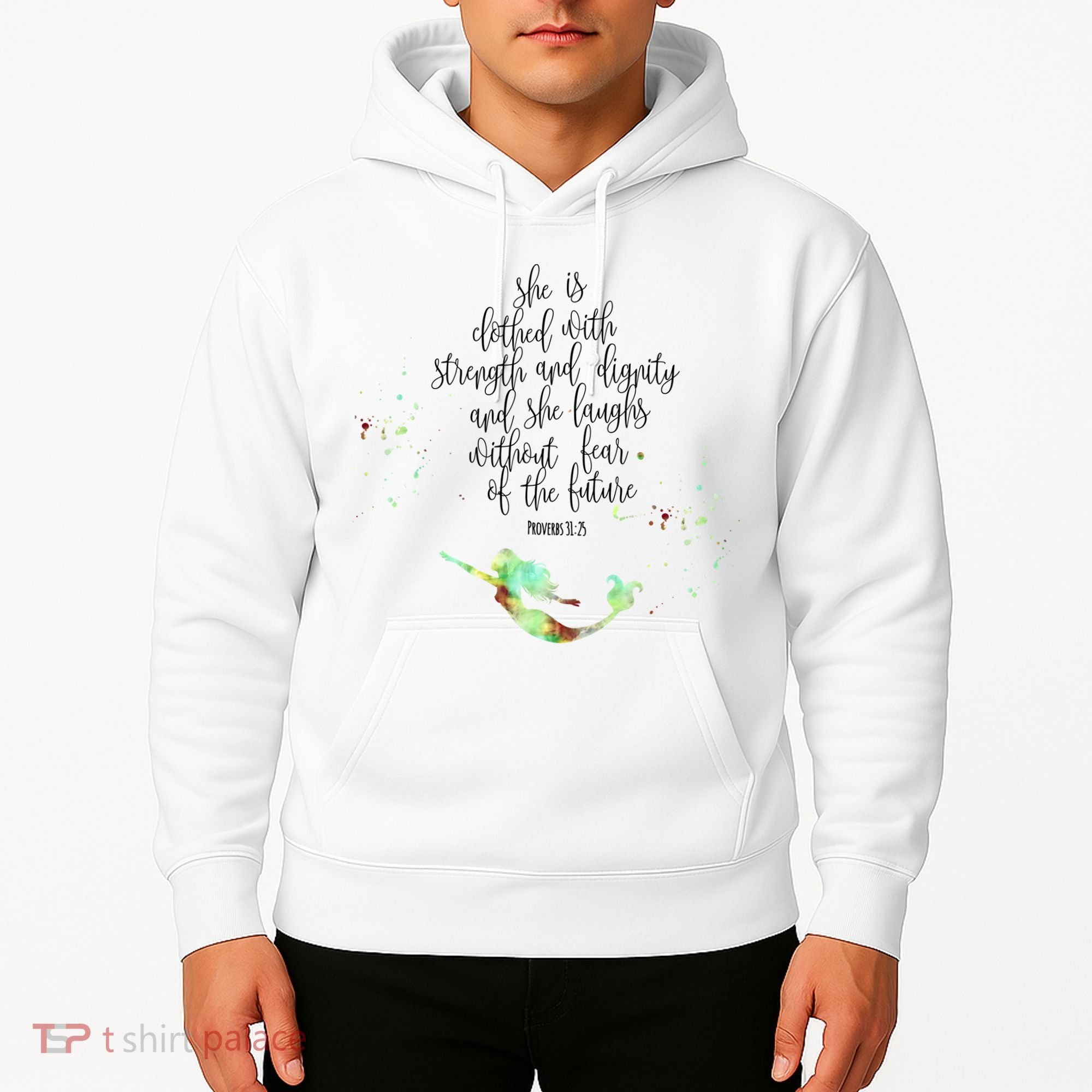 Bible Verse She Is Clothed In Strength And Dignity Mermaid Gift Hoodie