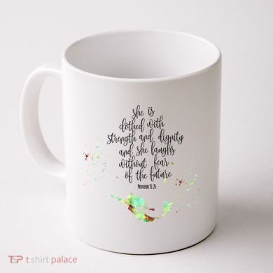 Bible Verse She Is Clothed In Strength And Dignity Mermaid Gift Coffee Mug