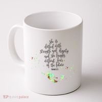 Bible Verse She Is Clothed In Strength And Dignity Mermaid Gift Coffee Mug thumb 0