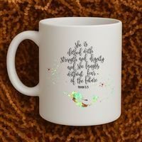 Bible Verse She Is Clothed In Strength And Dignity Mermaid Gift Coffee Mug thumb 2