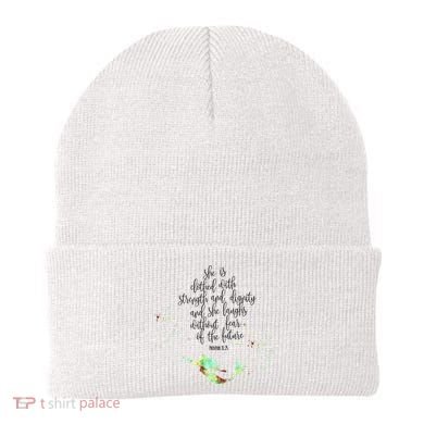 Bible Verse She Is Clothed In Strength And Dignity Mermaid Gift Beanie