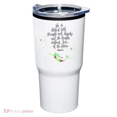 Bible Verse She Is Clothed In Strength And Dignity Mermaid Gift Tumbler