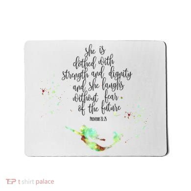 Bible Verse She Is Clothed In Strength And Dignity Mermaid Gift Mousepad