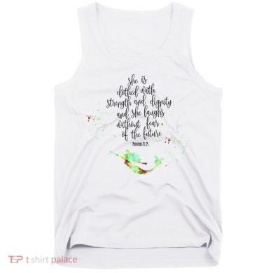 Bible Verse She Is Clothed In Strength And Dignity Mermaid Gift Tank Top