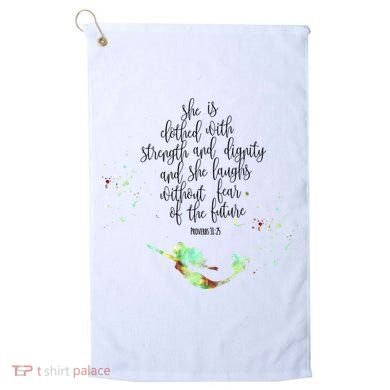 Bible Verse She Is Clothed In Strength And Dignity Mermaid Gift Golf Towel