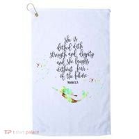 Bible Verse She Is Clothed In Strength And Dignity Mermaid Gift Golf Towel thumb 0