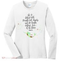 Bible Verse She Is Clothed In Strength And Dignity Mermaid Gift Women's Long Sleeve Shirt thumb 0