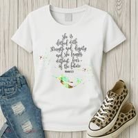 Bible Verse She Is Clothed In Strength And Dignity Mermaid Gift Women's T-Shirt thumb 3
