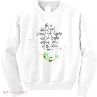 Bible Verse She Is Clothed In Strength And Dignity Mermaid Gift Kids Sweatshirt thumb 0