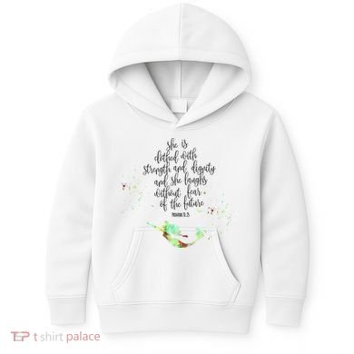 Bible Verse She Is Clothed In Strength And Dignity Mermaid Gift Kids Hoodie