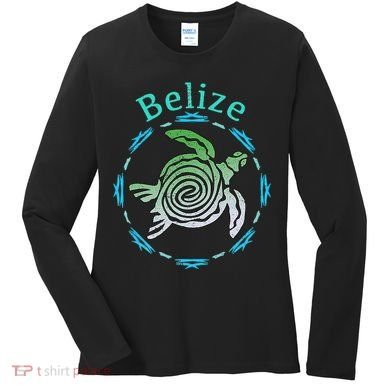 Belize Vintage Tribal Turtle Gift Women's Long Sleeve Shirt