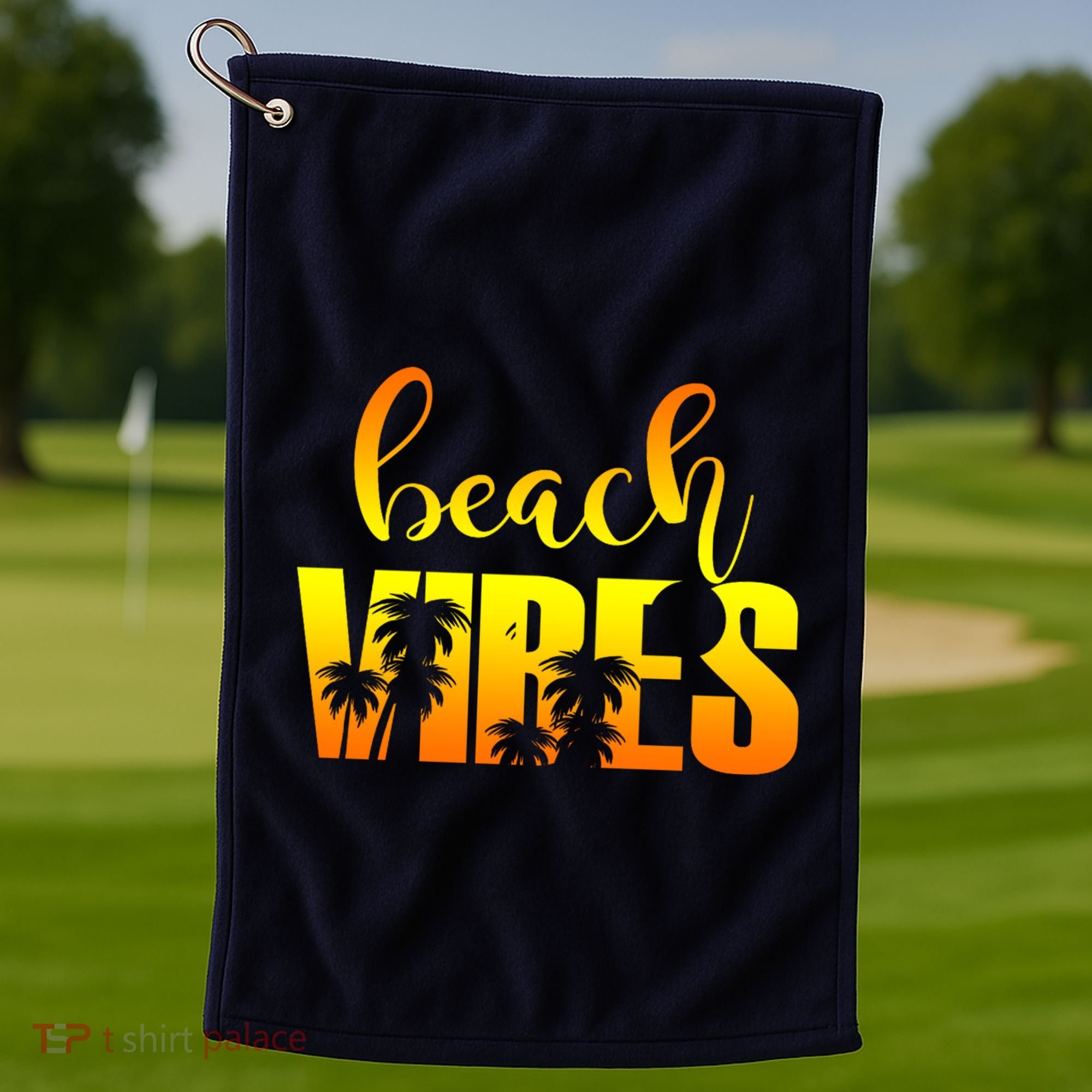 Beach Vibes Tropical Sunset Vacation Golf Towel