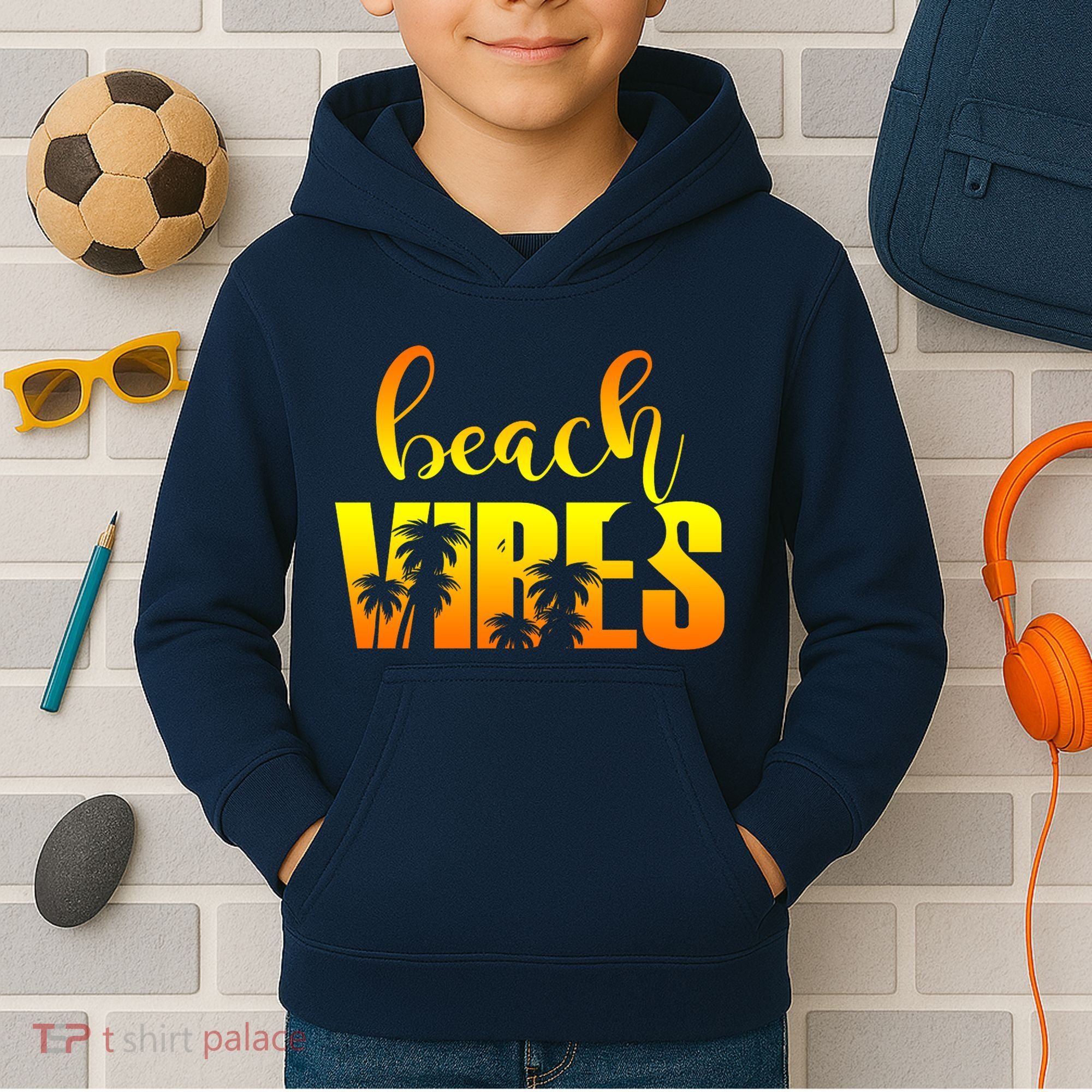 Beach Vibes Tropical Sunset Vacation Kids Hoodie