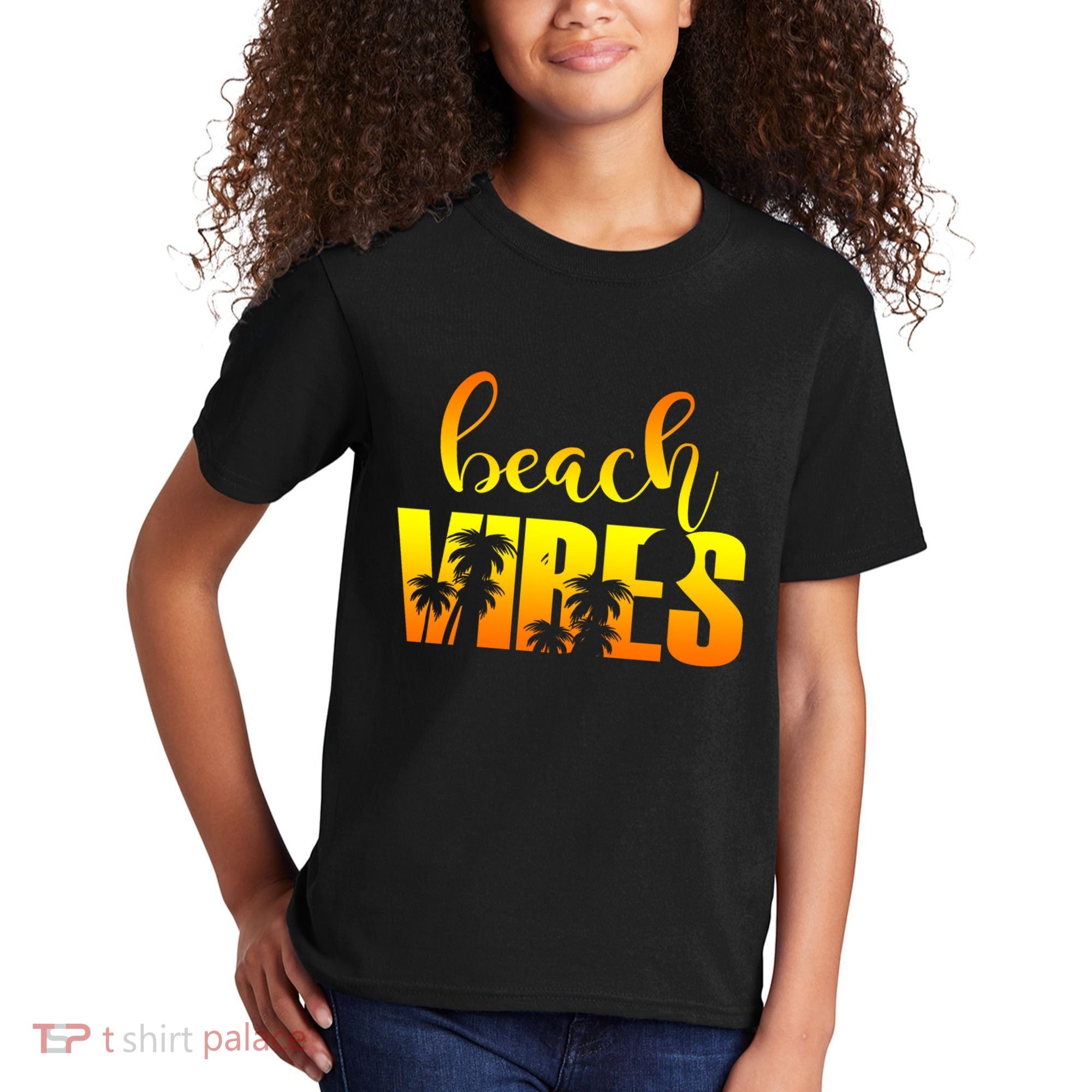Beach Vibes Tropical Sunset Vacation Kids T-Shirt