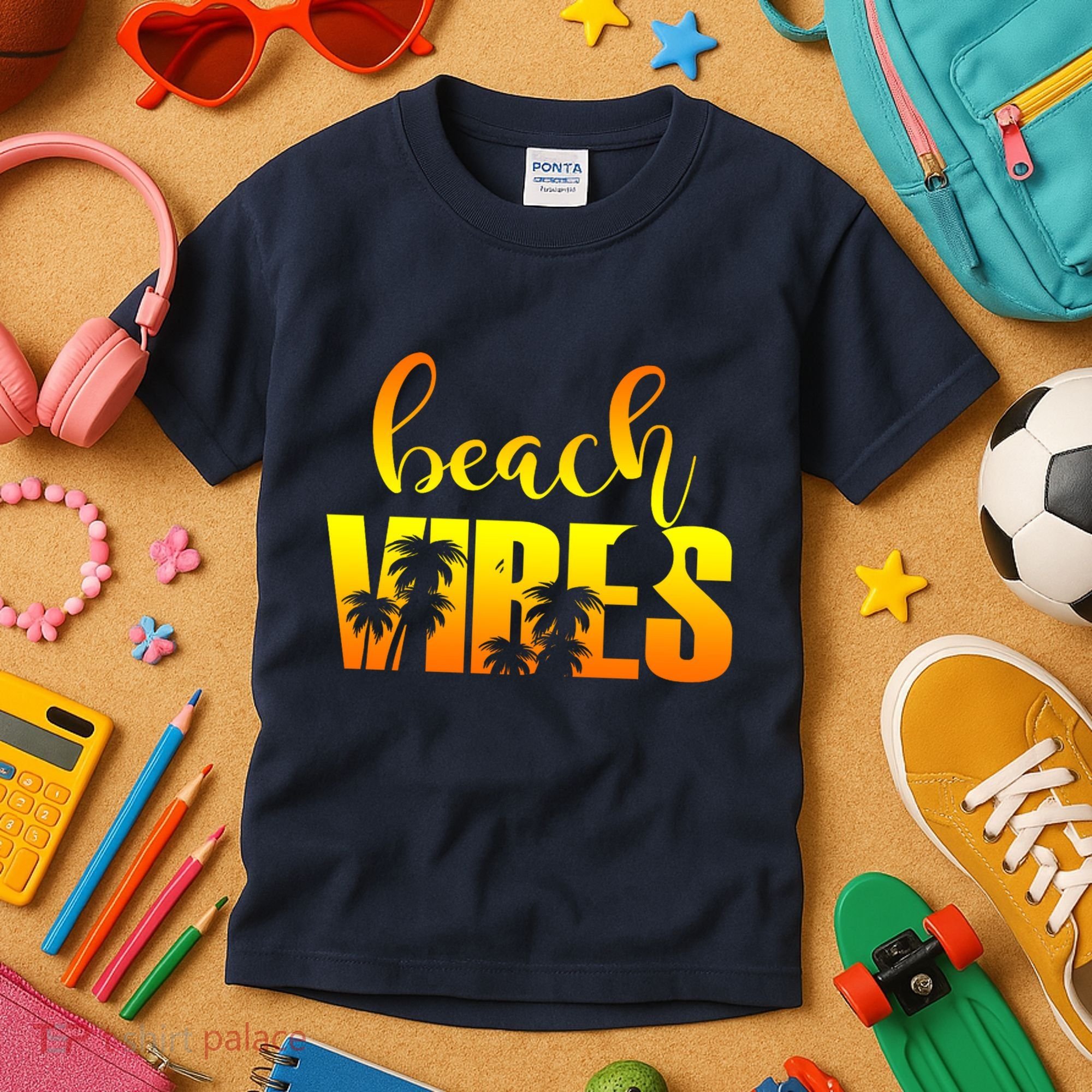 Beach Vibes Tropical Sunset Vacation Kids T-Shirt