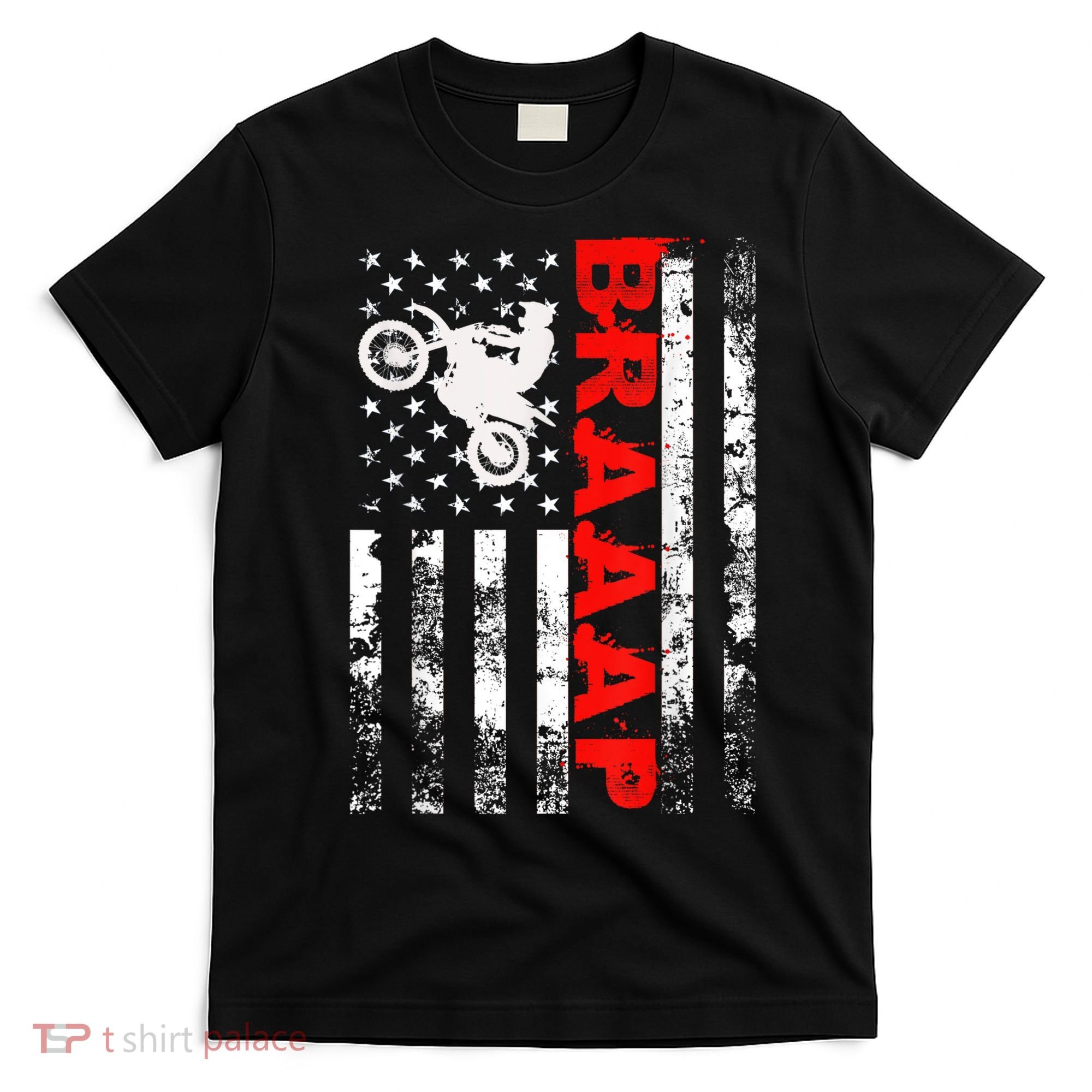 Braaap Vintage USA American Flag Tee Short Sleeve T-Shirt