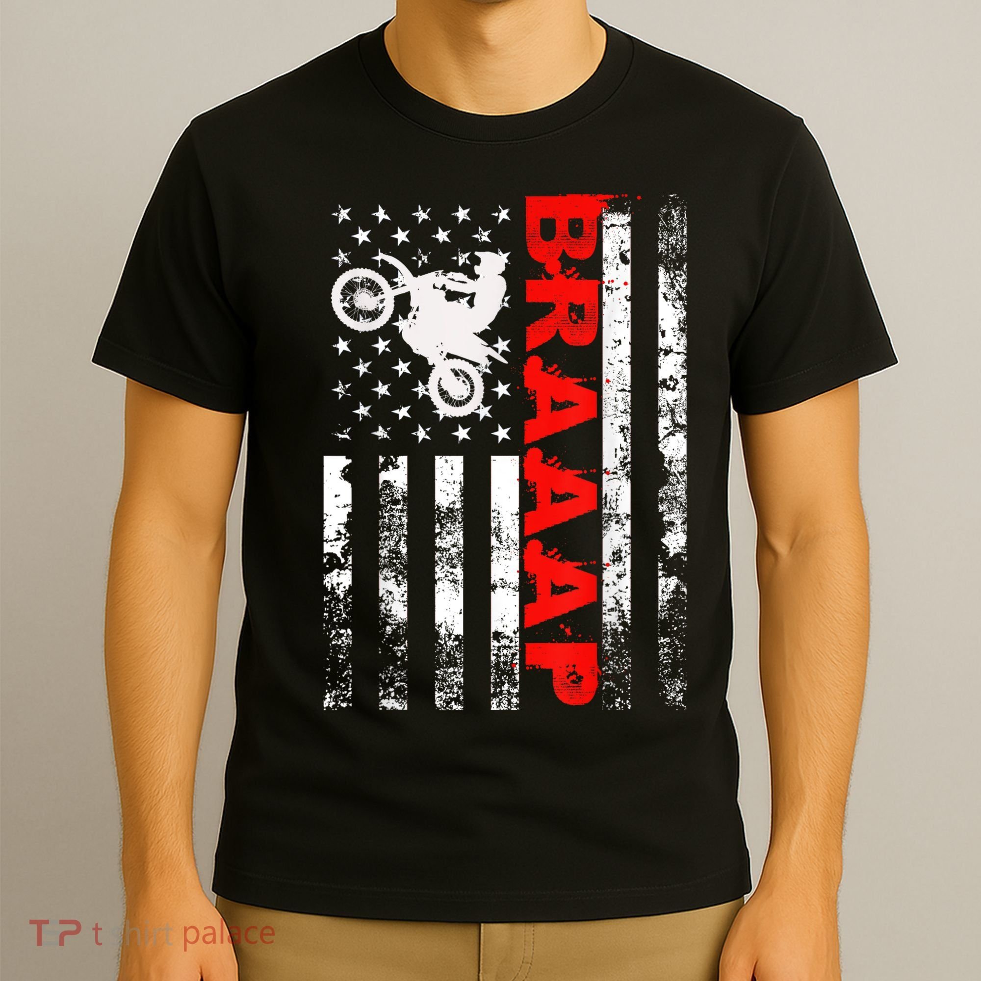 Braaap Vintage USA American Flag Tee Short Sleeve T-Shirt