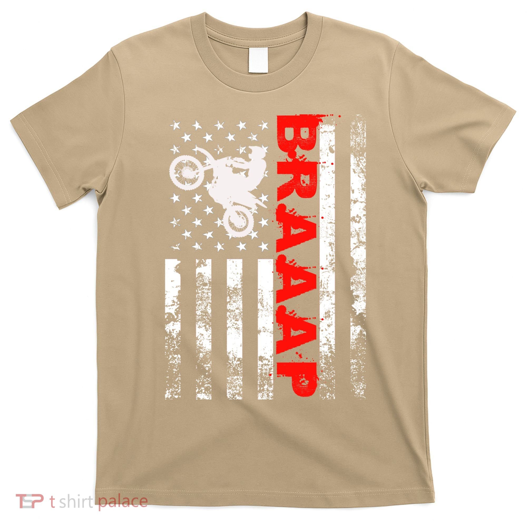 Braaap Vintage Usa American Flag Dirt Bike Cool Gift T-Shirt
