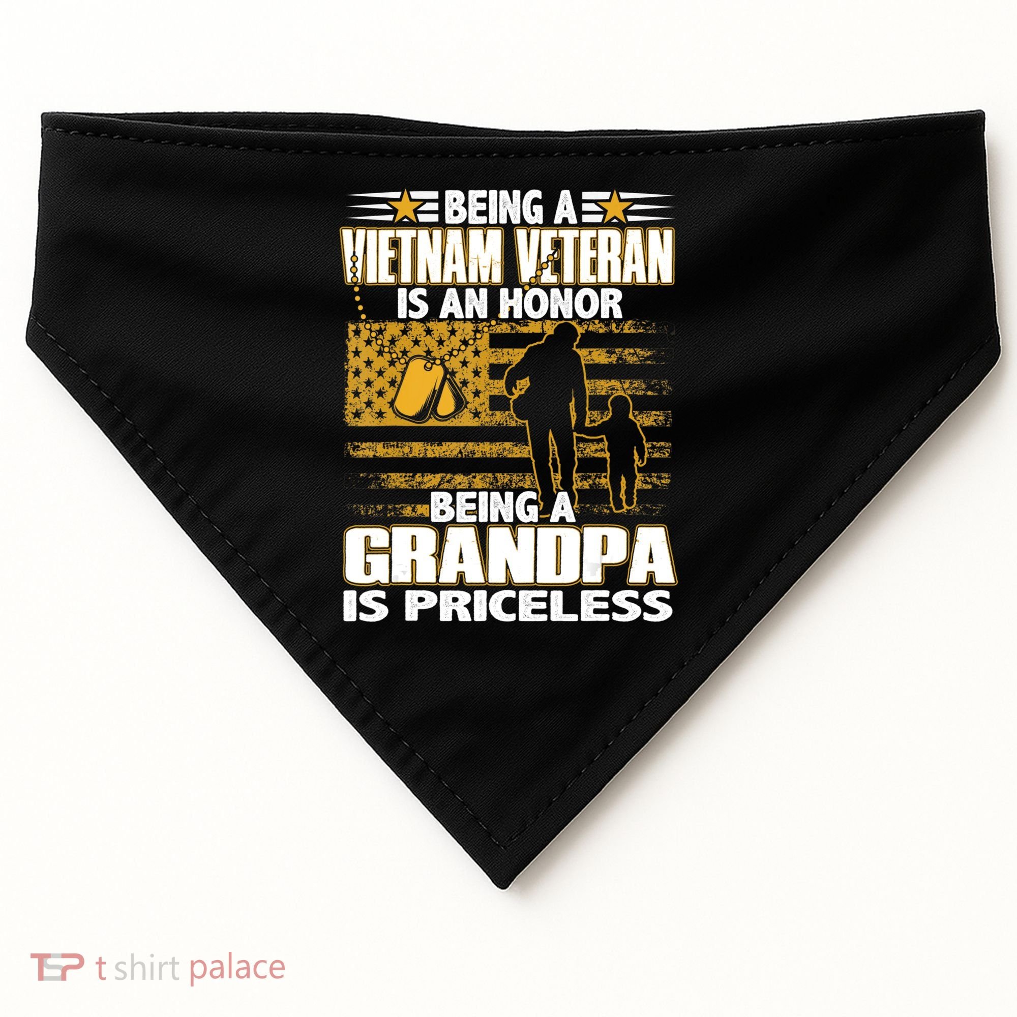 Being Vietnam Veteran Is An Honor Grandpa Is Priceless USA-Made Doggie Bandana