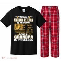 Being Vietnam Veteran Is An Honor Grandpa Is Priceless Kids Plaid Pajama Set thumb 0