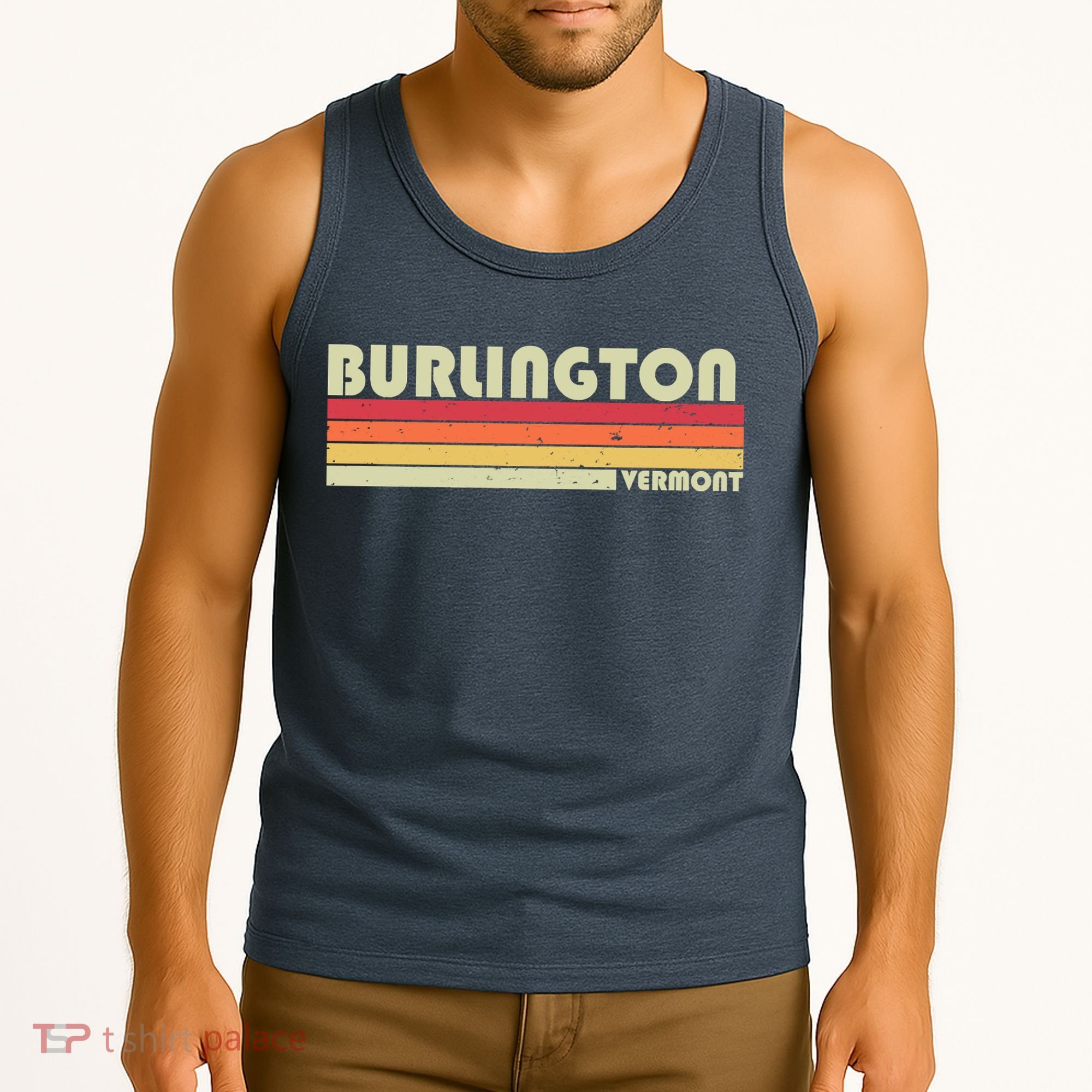 BURLINGTON VT VERMONT Funny City Home Roots Gift Retro 80s Tank Top
