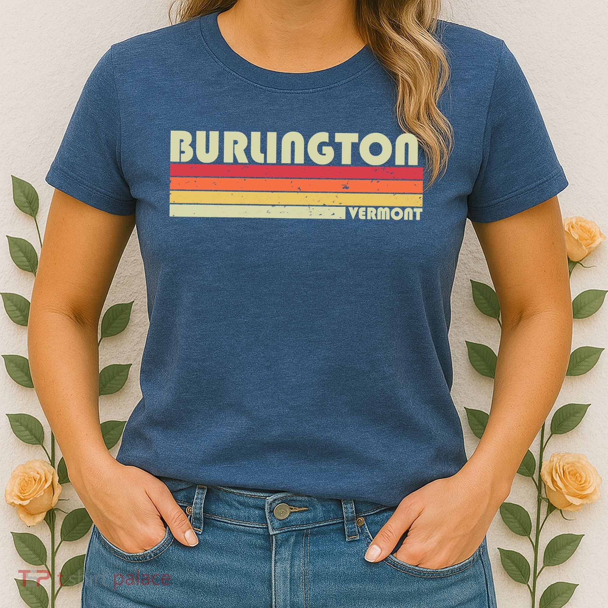 BURLINGTON VT VERMONT Funny City Home Roots Gift Retro 80s Women's T-Shirt