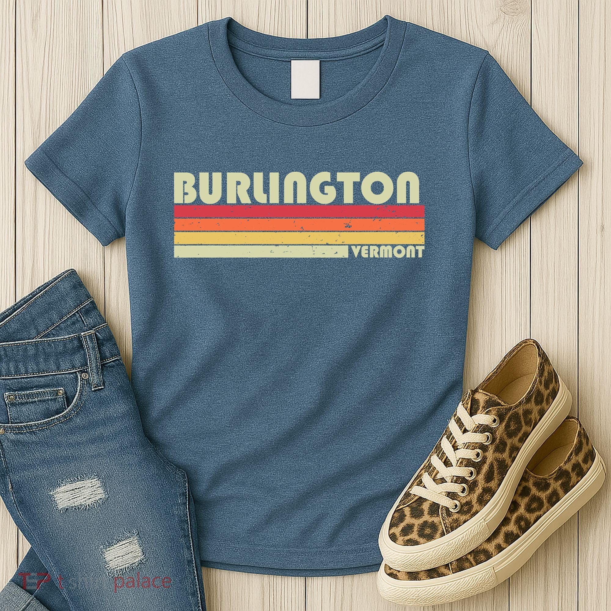 BURLINGTON VT VERMONT Funny City Home Roots Gift Retro 80s Women's T-Shirt