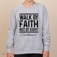 Bible Verse Walk Faith Not By Sight Christian Pastor Women's Sweatshirt thumb 0