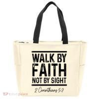 Bible Verse Walk Faith Not By Sight Christian Pastor Tote Bag thumb 0