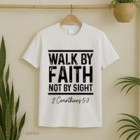 Bible Verse Walk Faith Not By Sight Christian Pastor T-Shirt thumb 2