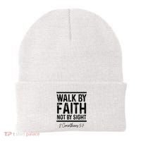 Bible Verse Walk Faith Not By Sight Christian Pastor Beanie thumb 0